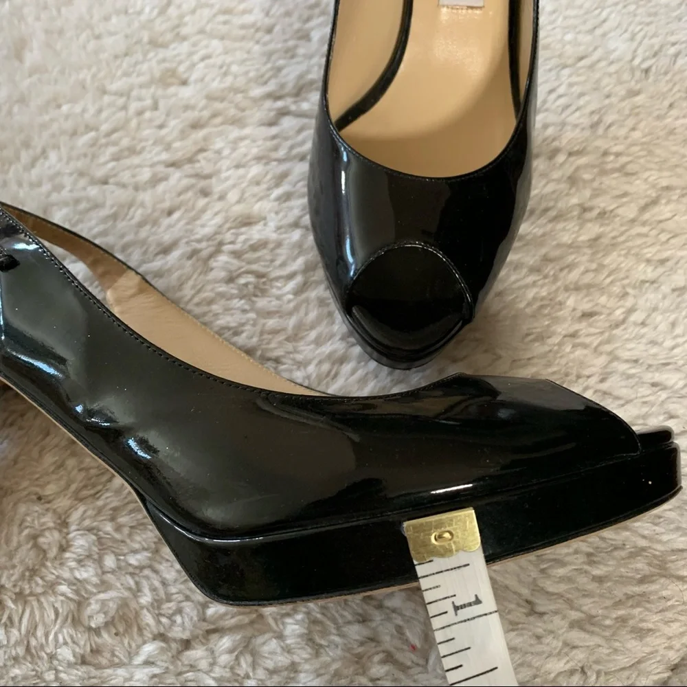 Jimmy Choo Black Nova Peep Toe Slingback Patent Heels - Picture 15 of 15